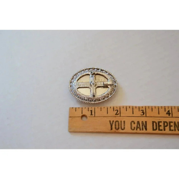 Vtg Banded Stone Pendant Brooch - Picture 6 of 8